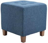 CLP Taburete Puff Bajo Pharao Tapizado En Tela & Altura De Asiento 46cm I Taburete Reposapiés Acolchado, Color:Azul