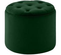 Puff De Almacenaje Redondo Pantin I Otomana De Salón Tapizada En Terciopelo I Taburete Reposapiés De Almacenamiento I Color:, Color:Verde Claro