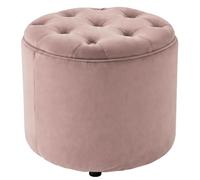 CLP Taburete Redondo con almacenaje Pantin, reposapiés Acolchado Terciopelo, diseño Chesterfield para Sala y Dormitorio Color Rosa