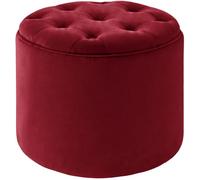 Puff De Almacenaje Redondo Pantin I Otomana De Salón Tapizada En Terciopelo I Taburete Reposapiés De Almacenamiento I Color:, Color:Rojo