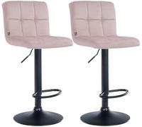 CLP Taburetes de Bar Juego de 2 Ajustables en Altura con Respaldo Peru, Asiento Acolchado de Terciopelo, giratorios con Estructura de Metal Color del Marco:Negro;Color:Rosa