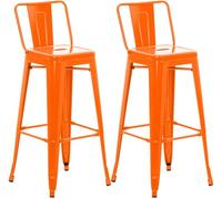 CLP Taburetes de Bar Juego de 2 con Respaldo Estilo Industrial Mason, con Respaldo y reposapiés, Taburete con Protecciones para el Suelo Color Naranja