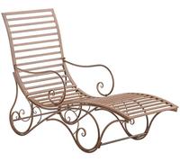 CLP Tumbona de jardín Amiens en Hierro con reposabrazos I Silla Decorativa rústica para Exterior o Interior, Color:Antiguo marrón