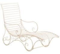 CLP Tumbona de jardín Amiens en Hierro con reposabrazos I Silla Decorativa rústica para Exterior o Interior, Color:Crema Envejecido