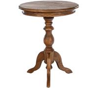 CLP Wiva - Mesa auxiliar redonda de madera (50 cm de diámetro, para salón y comedor, madera de Mindi, color marrón)