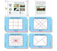 CLPA Juego básico de Visor fotográfico: Regla de tercios, diagonales Cuadrados, Punto de Fuga y triángulo Dorado para Arte, fotografía y Video