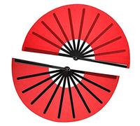 CLPEEN 2 Piezas Abanico Plegable Grande Abanico Plegable de Mano de Tela de Nylon Abanico de Tai Abanico de Mano Plegable de DecoracióN para Favores de Fiesta (Rojo)