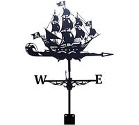 CLSDRHX Barcos Pirata Vane meteorología al Aire Libre Estaca jardín paletas Metal, Escena la Granja Retro Kit de dirección del Viento Decorativo para casa, Garaje