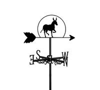 CLSDRHX Donkey Wind Vane Ornament Weathercock, indicador dirección Paleta Clima Vintage para la decoración del Paddock Techo jardín al Aire Libre con Soporte de Montaje, Negro, Burro ~ c