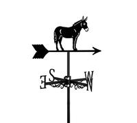 CLSDRHX Donkey Wind Vane Ornament Weathercock, indicador dirección Paleta Clima Vintage para la decoración del Paddock Techo jardín al Aire Libre con Soporte de Montaje, Negro, Burro ~ a