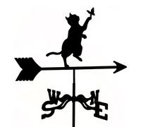 CLSDRHX Reborde de Viento, Jardín con Muro de Ventana y Velo de Viento Metalico, Repostero Cat y Mariposa Velocidad del Viento, Weathervane Creative con Acero Inoxidable