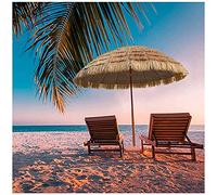CLSDRZC 1.8m/6ft Patio Straw Round Outdoor Garden Parasol, Beach Umbrella Hawaiian Portable, For Sun Shade/Pool/Balcony/Table/Vacation, with Tilt