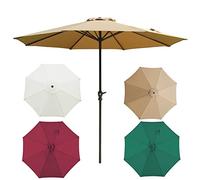 CLSDRZC 10' Sun Shade Garden Patio, Parasol De Marché Outdoor Table Market with Crank Waterproof Umbrella for Beach/Pool，Red 3.0M(10ft)