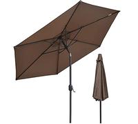 CLSDRZC 2.5m/8.2ft Large Garden Patio Parasol,Outdoor Market Table Umbrella with Button Tilt and Crank,6 Ribs,UV 50+ Sun Shade Umbrella,Red