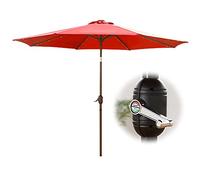 CLSDRZC 2.7m/9ft Solar Umbrella, LED Lighting Garden Patio Umbrellas, Outdoor Restaurant Market Table Parasol, with Tilt Button and Manual Crank, 8 Sturdy Ribs