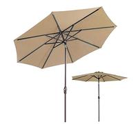 CLSDRZC 2.7m Outdoor Sun Round Umbrella Parasol with Tilt Function, Wine Red, Dark Green, Beige, Khaki, for Beach, Pool, Patio Gardens, Courtyards, Terraces, Sunshade Shelter