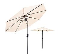 CLSDRZC 2.7m Outdoor Sun Round Umbrella Parasol with Tilt Function, Wine Red, Dark Green, Beige, Khaki, for Beach, Pool, Patio Gardens, Courtyards, Terraces, Sunshade Shelter