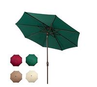 CLSDRZC 2.7M Round Tilting with Crank Handle for Outdoor Garden Patio Camping, Wine Red, Dark Green, Beige, Khaki, Coffee, Leaning Sun Umbrella Parasol Without Base