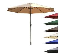 CLSDRZC 270cm Wine Red, Khaki Garden Parasol Umbrella, Sun Protection, Sunshade Canopy with 8 Sturdy Ribs Used for Beach, Pool, Balcony, Dining Tables, Outdoor Showerproof Umbrellas，Brown 2.7M
