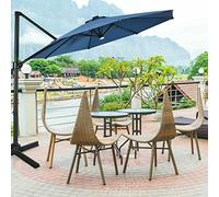 CLSDRZC 3.0M Outdoor Parasol Patio Cantilever Solar Lights Easily Open and Close with Crank Handle Garden Umbrella Sun Shade Canopy