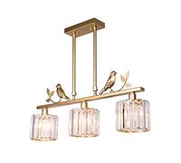 CLSDRZC 3 Lights Crystal Rectangle Chandelier Creative Art Pendant Light Gold Black Ceiling Light Fixture For Dining Room Bar Kitchen Island Living Room-Gold 68 * 70cm