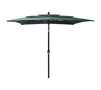 CLSDRZC 3-Tier with Aluminium Pole Green 2.5x2.5 m,Beach Water Repellent,U VLight Protection, Easy to Open and Close, Garden Outdoor Parasol
