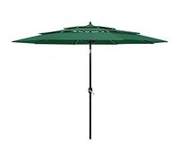 CLSDRZC 3-Tier with Aluminium Pole Green 3 m,Beach Water Repellent,U VLight Protection, Easy to Open and Close, Garden Outdoor Parasol