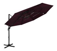 CLSDRZC 4-Tier Outdoor Parasol with Aluminium Pole Bordeaux Red UV Protective Anti- Polyester Canopy Foldable, Portable and Adjustable Dimensions: x 247 cm.