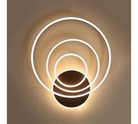 CLSDRZC Acrylic Iron Ceiling Lamp Brown Chandelier LED Living Dining Room Bedroom Study Corridor Circle Ring Yellow Warm Light