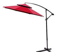 CLSDRZC Beach Adjustable Angle, Heavy Iron Bracket, Double Top Cover, Circulation Ventilation, Banana Terrace Parasol, Market Umbrella, Garden Umbrella，Wine Red