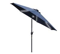 CLSDRZC Beach Outdoor 2.7m Garden Parasol Patio Sun Umbrella w/LED Solar Light Blue