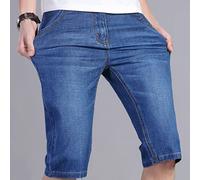 CLSDRZC Big Size Summer New Men Business Denim Shorts Fashion Casual Stretch Slim Blue Thin Short Jeans Male