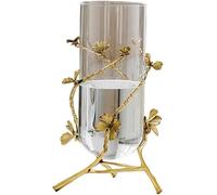 CLSDRZC Brass Glass Vase Flower-Arranging Hydroponic Plant Container Ornaments Home Decoration Crystal Vase(Small)