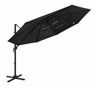 CLSDRZC Canopy Cantilever Garden Umbrella 4-Tier Parasol with Aluminium Pole Black 3x3 m
