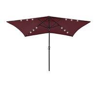 CLSDRZC Cantilever Garden Sun Shades Umbrella Parasol with Leds and Steel Pole Bordeaux Red 2x3 m
