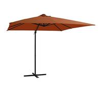 CLSDRZC Cantilever Garden Umbrella with LED Lights, UV Protective Anti- Polyester Fabric, Bordeaux Red, x cm, Tilt and 360 Degree Rotation