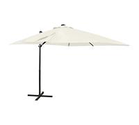 CLSDRZC Cantilever LED Lights cm Rotating Tilting Parasol with Stable Base and Robust - UV Protective Garden Umbrella in Sand Colour