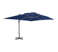 CLSDRZC Cantilever Umbrella 3X3m Adjustable, Rotatable Garden Parasol with Aluminium Pole and Cross Base, UV Protective Polyester Cover - Azure Blue