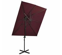 CLSDRZC Cantilever Umbrella with Double Bordeaux Red 250x250 cm,Outdoor Umbrellas Parasols,Garden Sun Shades Umbrella,Patio Parasol