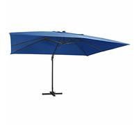 CLSDRZC Cantilever Umbrella with LED Lights and Aluminium Pole 400x300 cm Azure Blue,Garden Sun Shades Umbrella,Cantilever Garden Parasol