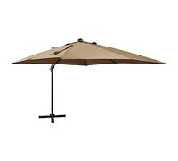 CLSDRZC Cantilever Umbrella with Pole and LED Lights Taupe 300 cm,Garden Sun Shades Umbrella,Outdoor Umbrellas Parasols