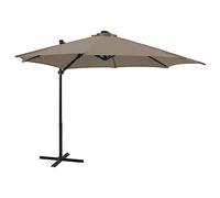 CLSDRZC Cantilever with Pole and LED Lights Taupe 300 cm,Cantilever Garden Parasol,Garden Sun Shades Umbrella