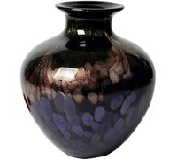 CLSDRZC Chinese Style Glass Vase Creative Home Living Room Table Top Decoration Big Belly Vase Office Navy Blue Flower Inserter