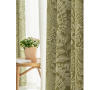 CLSDRZC Cortinas Bohemias semiopacas con diseño Floral de follaje Verde Vintage, 102 Pulgadas de Largo, Mezcla de algodón y Lino, Cortinas Bohemias con Bolsillo para Barra para Sala de Estar,