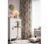 CLSDRZC Cortinas Bohemias semiopacas con diseño Floral Vintage, 63 Pulgadas de Largo, Mezcla de algodón y Lino, Cortinas Bohemias con Ojales para Sala de Estar, Dormitorio, 1 Panel, 84 Pulgadas de