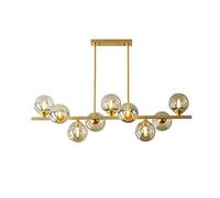 CLSDRZC Dining Room Bar Dining Room Living Room Bedroom,G9 Nordic All Copper Strip Chandelier,Creativity Personality Magic Bean Light Luxury Chandelier-Copper and Cognac lampshade 95 * 63cm