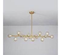 CLSDRZC Dining Room Living Room Light,Personality Bar Dining Chandelier,G9 Nordic All Copper Glass Chandelier, Creative Magic Bean Chandelier-Amber Cover 112 * 23cm