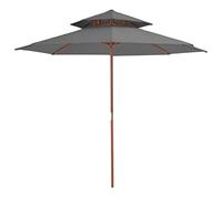 CLSDRZC Double Decker with Wooden Pole 270 cm Anthracite,Beach Water Repellent,U VLight Protection, Easy to Open and Close, Garden Outdoor Parasol