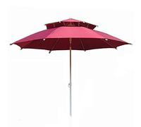 CLSDRZC Double Top 8ft Patio Dark Red Table Umbrella with Sturdy Ribs & Air Vent, Outdoor/Garden/Deck/Pool Parasol