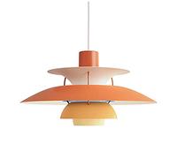 CLSDRZC E27 Nordic Danish Designer Art Chandelier,Easy Fit Multilayer Single Head Chandelier, Restaurant Bar Café During Light,Bedroom Bedside, Button Aluminum Chandelier-Gradient Orange 50cm